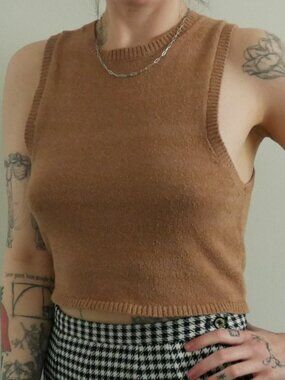 Double Zero Tan Knit Top, size Large